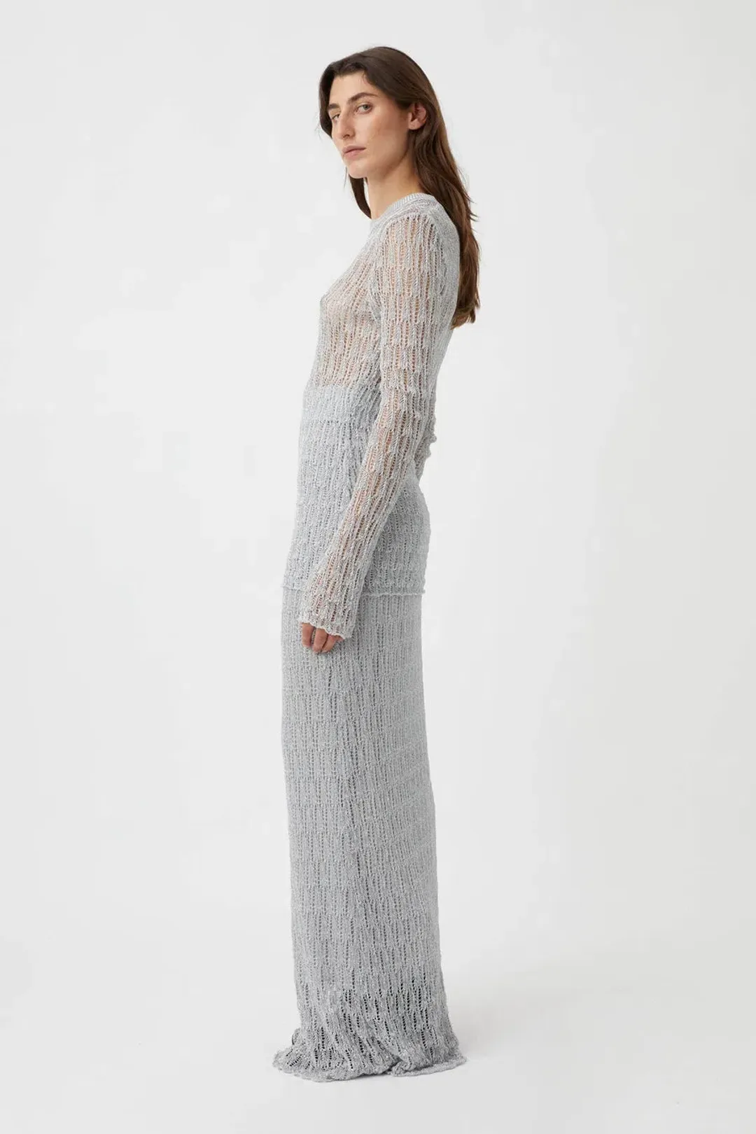 Camilla and Marc Jacque Knit Top and Skirt Set Silver Size L / AU 12 for rent on The Volte - main image