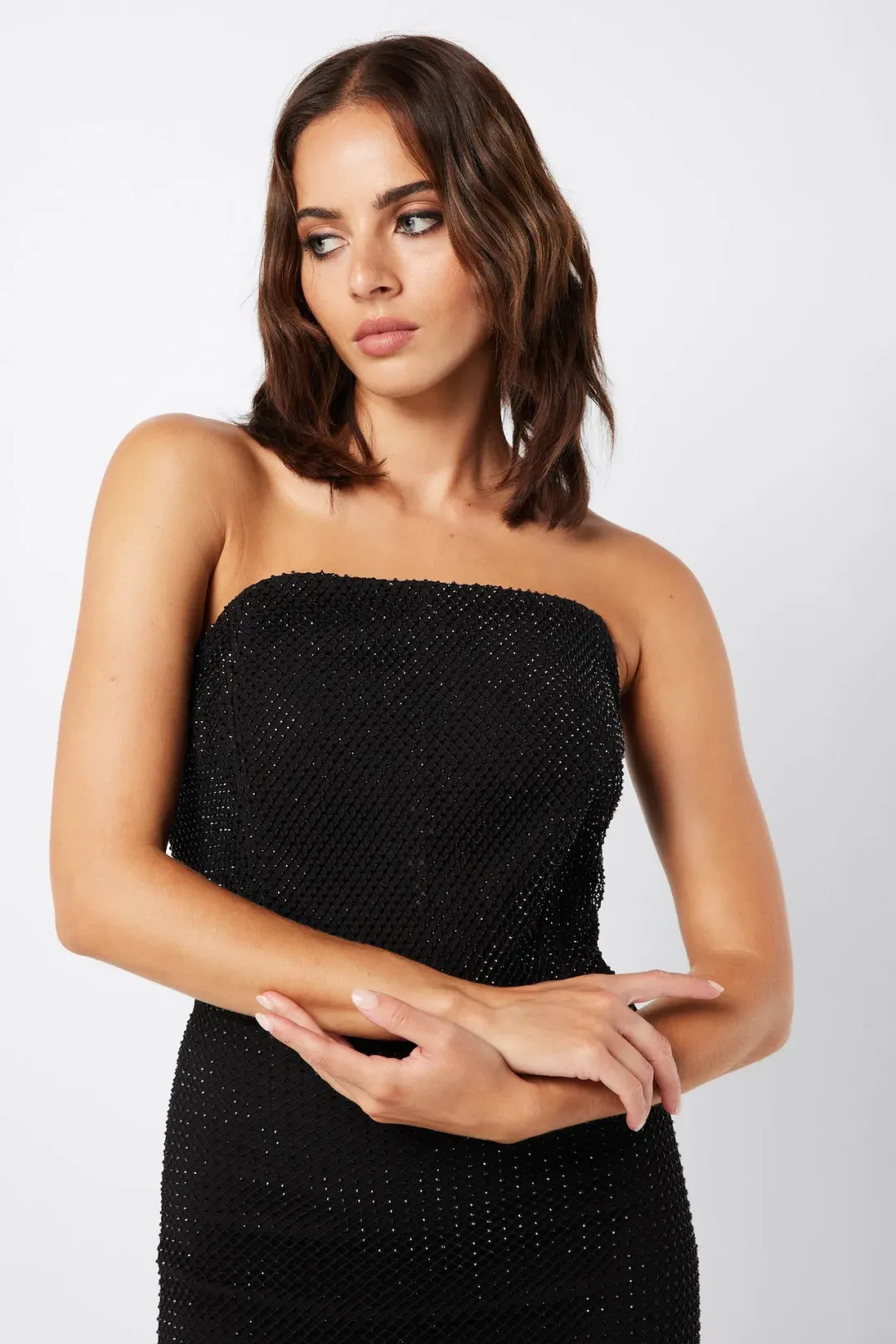 Mossman Silver Lining Midi Dress Black Size 10 for rent on The Volte - main image