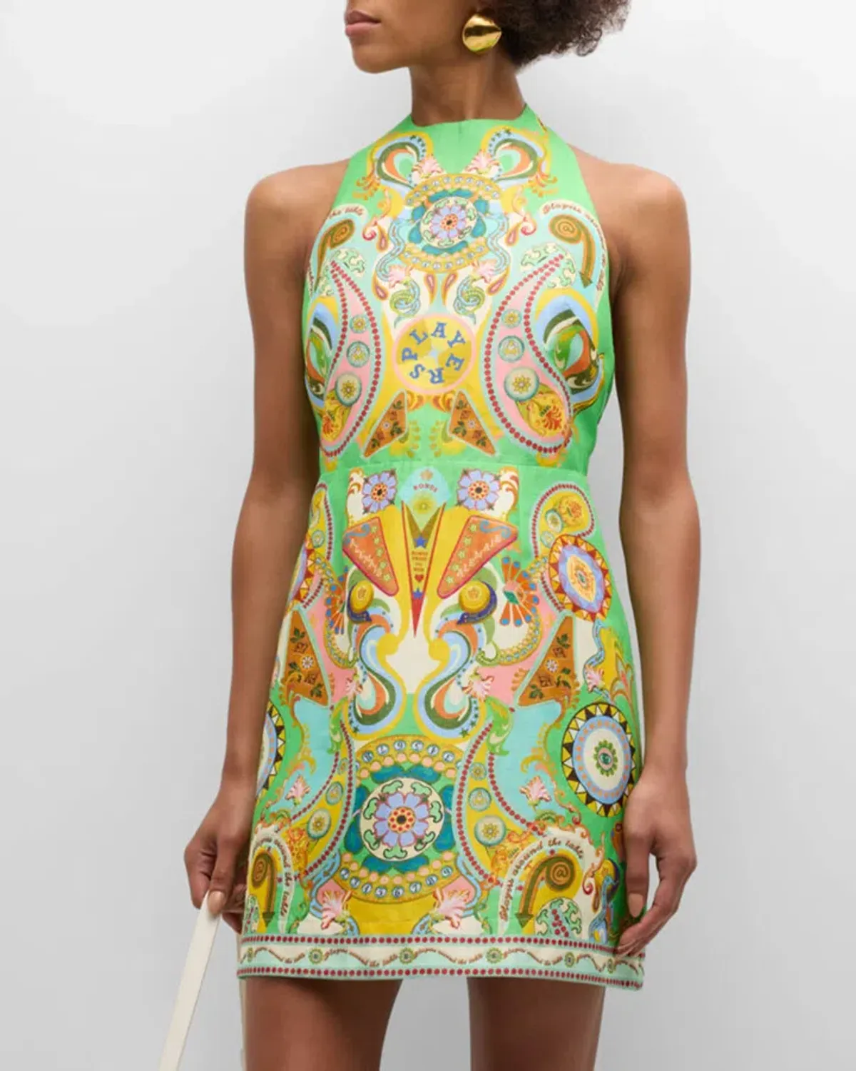Alemais Pinball Mini Dress Green Multi Size AU 8 - Image 4