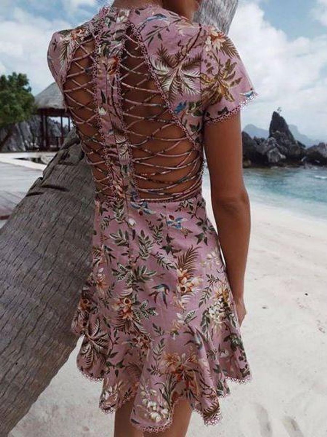 Zimmermann Tropicale Lattice Mini Dress Floral Size 8 for rent on The Volte - main image