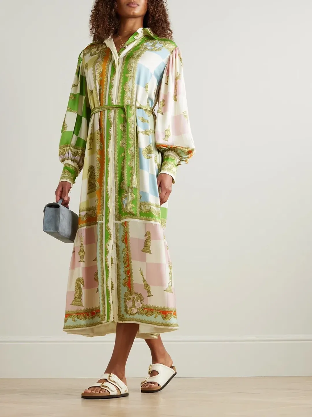 Alemais Checkmate Silk Shirtdress Multi Size AU 8 for rent on The Volte - main image