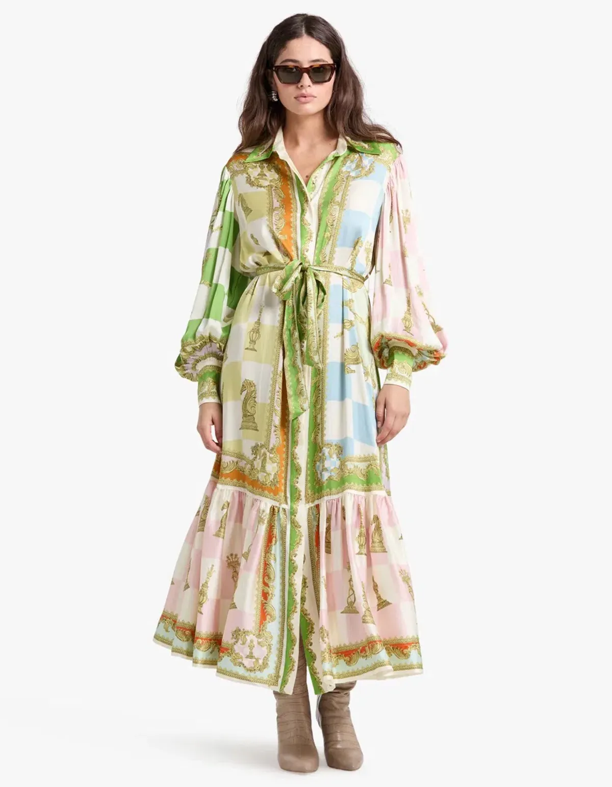 Alemais Checkmate Silk Shirtdress Multi Size AU 8 - Image 22