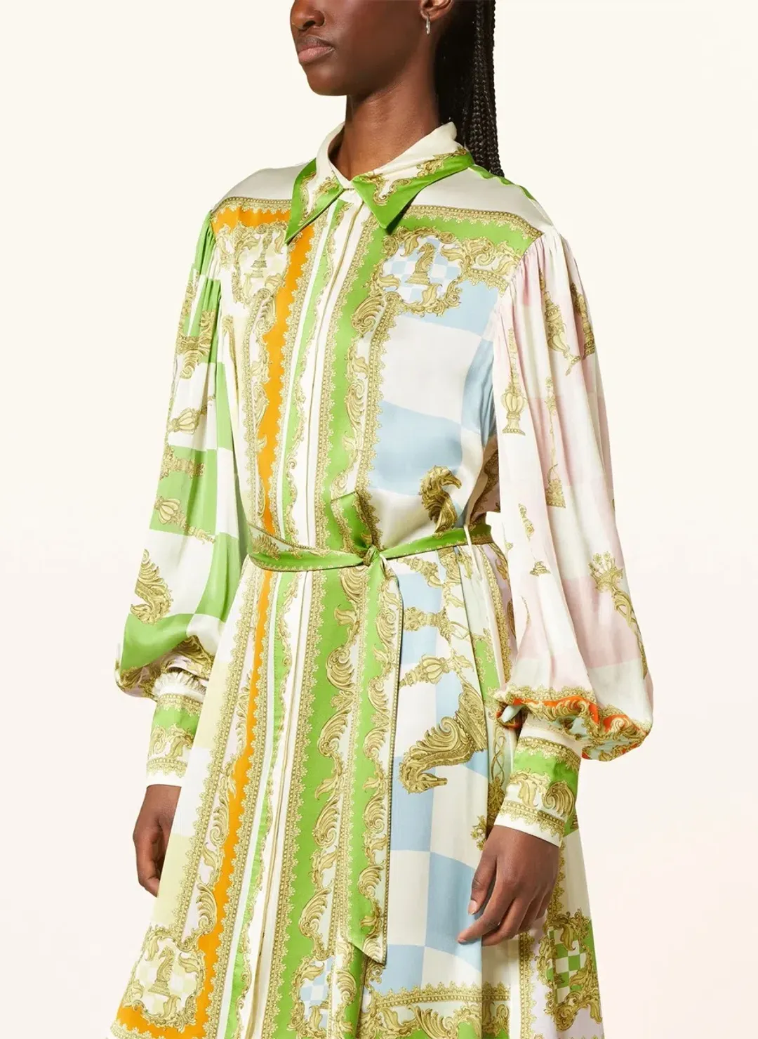 Alemais Checkmate Silk Shirtdress Multi Size AU 8 for rent on The Volte - main image