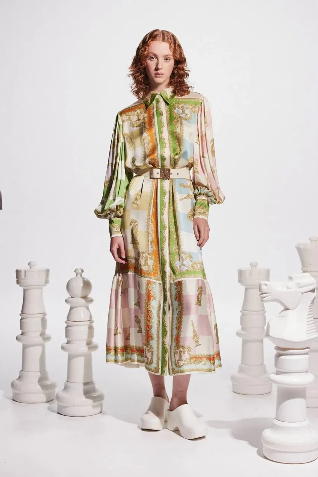 Alemais Checkmate Silk Shirtdress Multi Size AU 8 for rent on The Volte - main image