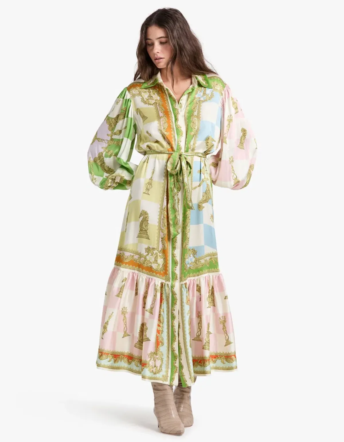 Alemais Checkmate Silk Shirtdress Multi Size AU 8 - Image 28