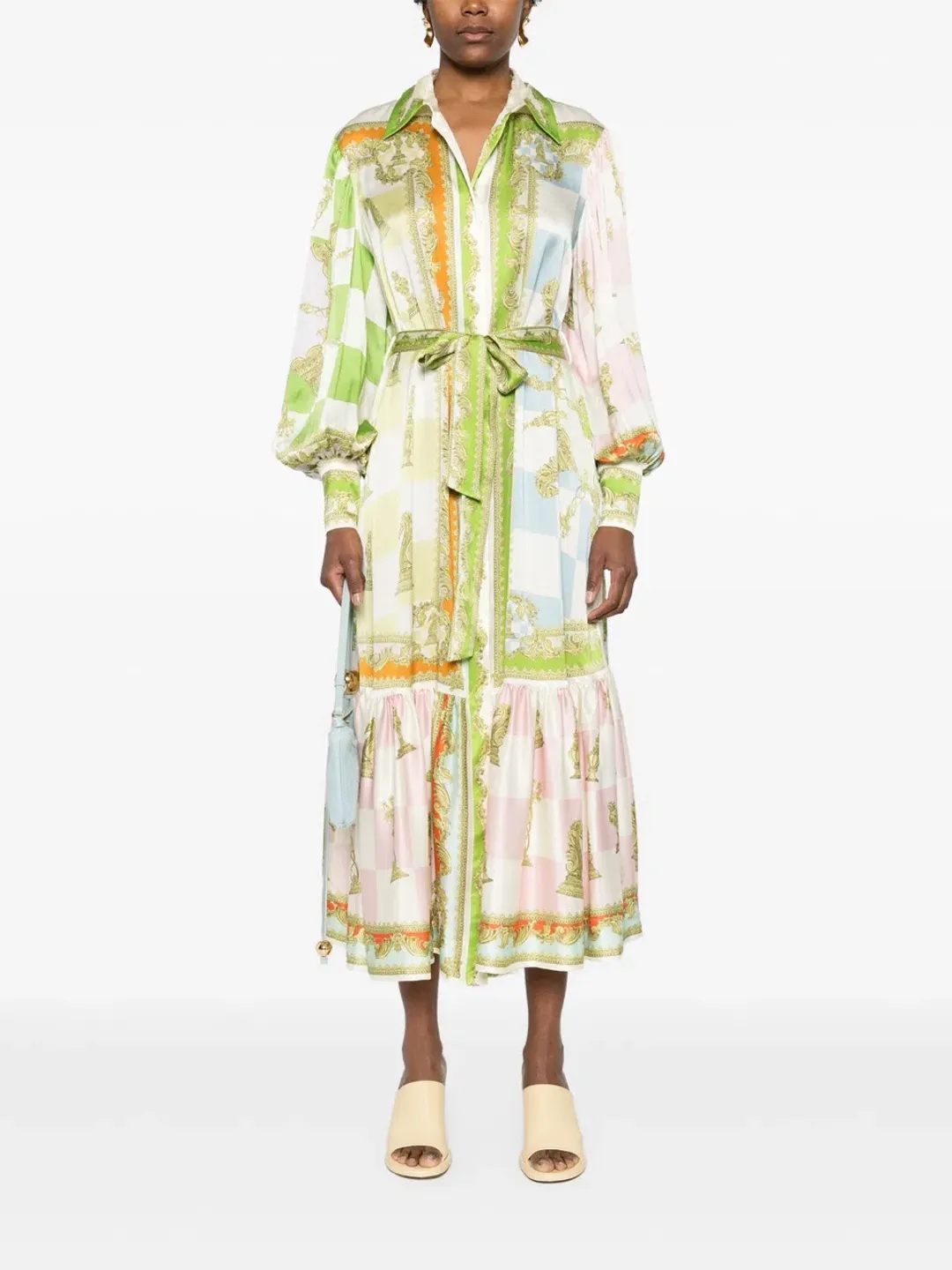 Alemais Checkmate Silk Shirtdress Multi Size AU 8 for rent on The Volte - main image