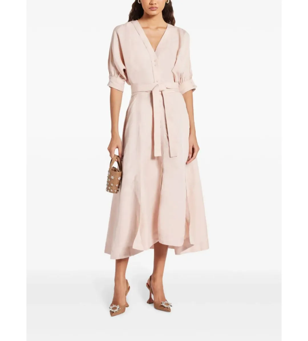 AJE Ennoble Midi Dress Pink Size 14 for rent on The Volte - main image