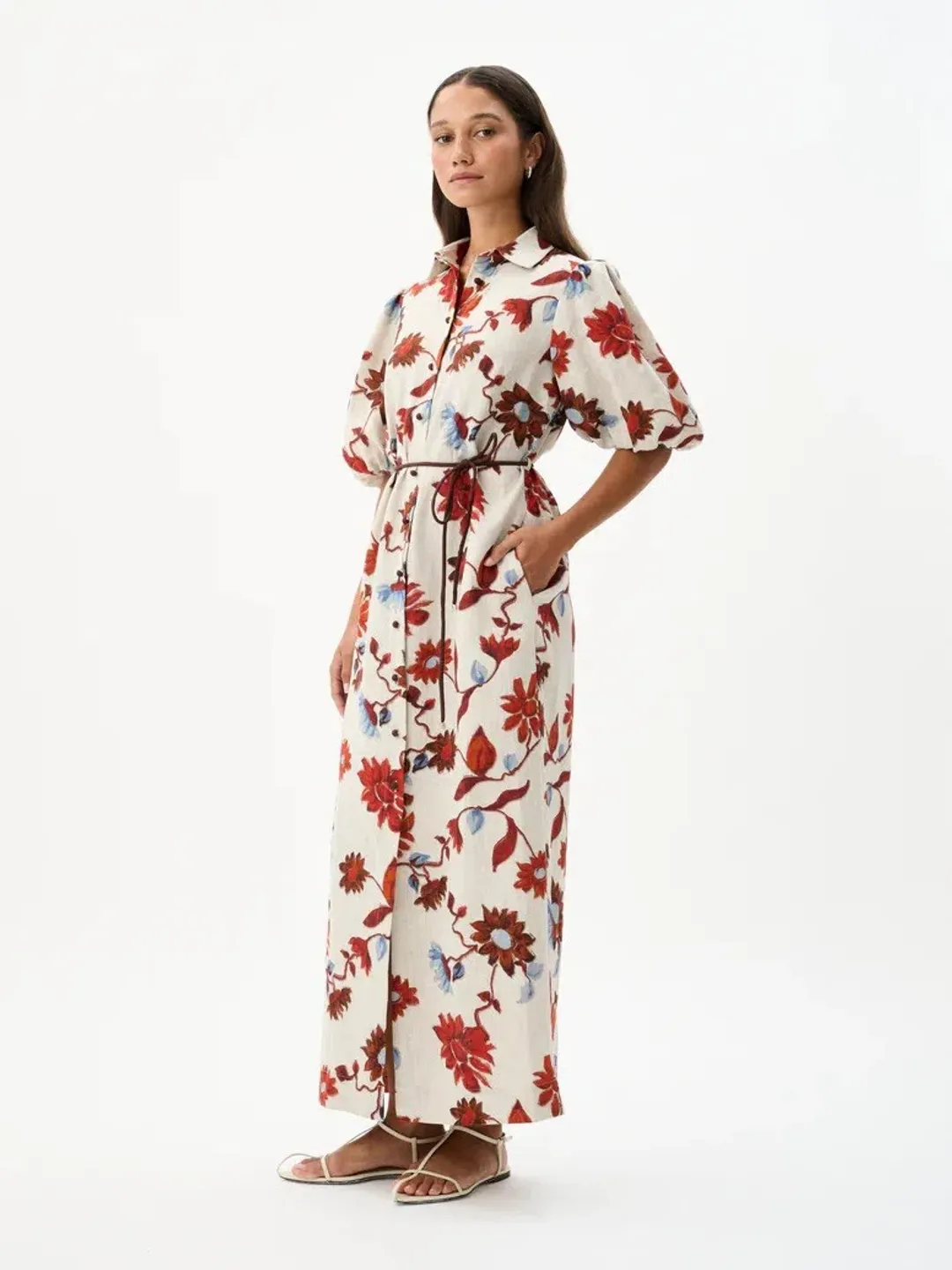Roame Berkley Dress Cactus Bloom Sand Print Size 4 / AU 14 for rent on The Volte - main image