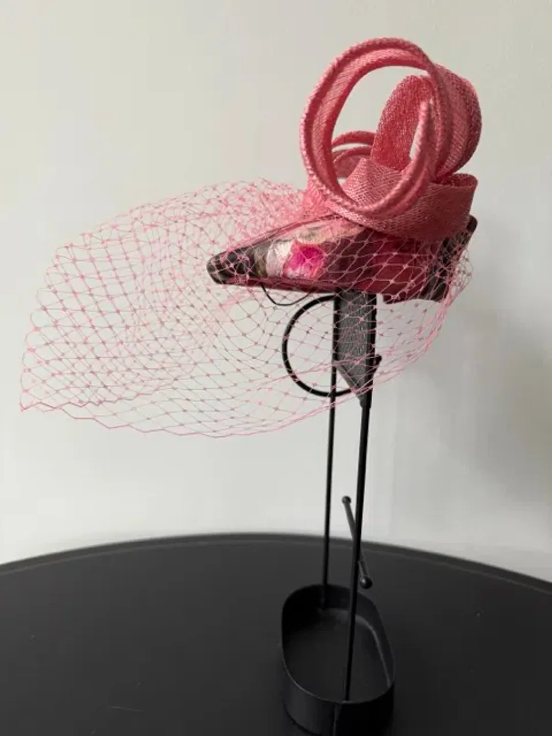 Olga Berg Pill Box Headwear with Netting Pink One Size for rent on The Volte - main image