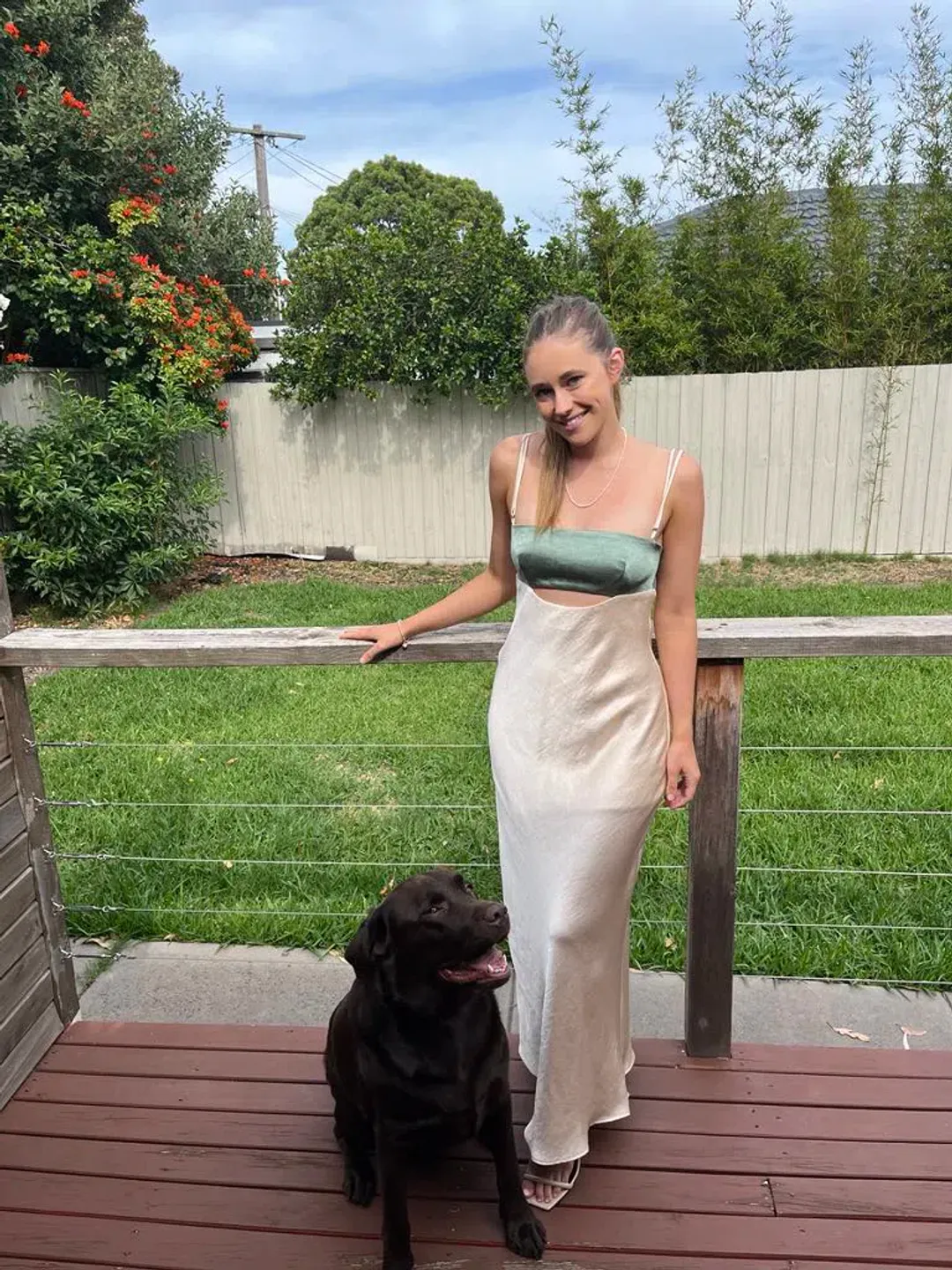 Bec & Bridge Carrie Maxi Dress Cream/Green Size 8 for rent on The Volte - main image