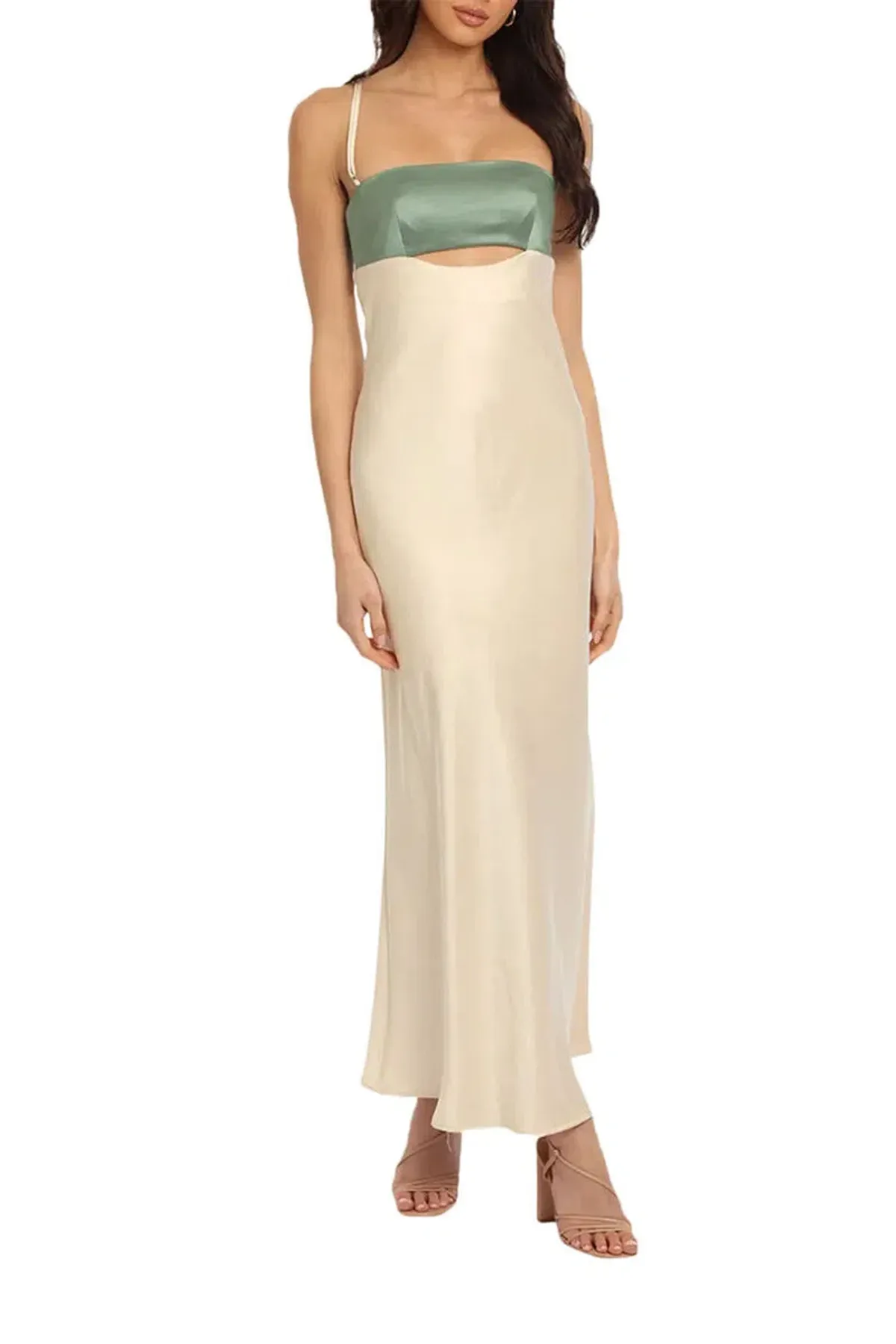 Bec & Bridge Carrie Maxi Dress Cream/Green Size 8 - Image 2