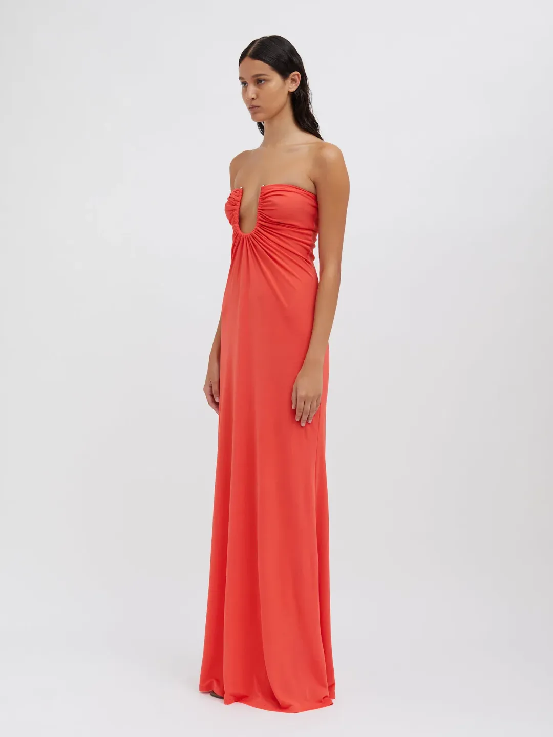Christopher Esber Arced Palm Dress Grapefruit Size 10  for rent on The Volte - main image