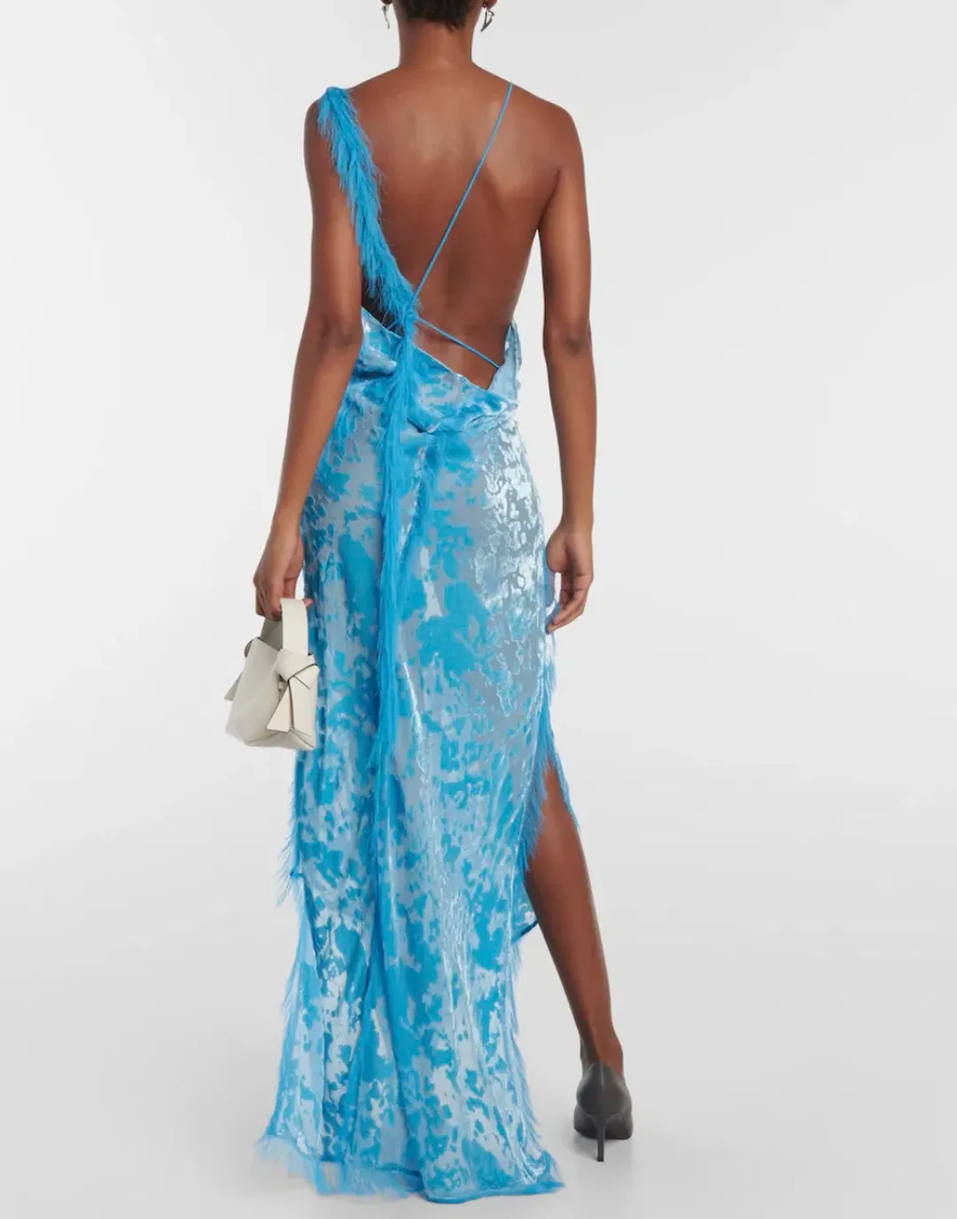 Acne Studios Women's Asymmetric Velvet Maxi Dress Neon Blue Size 34 / AU 6 for rent on The Volte - main image