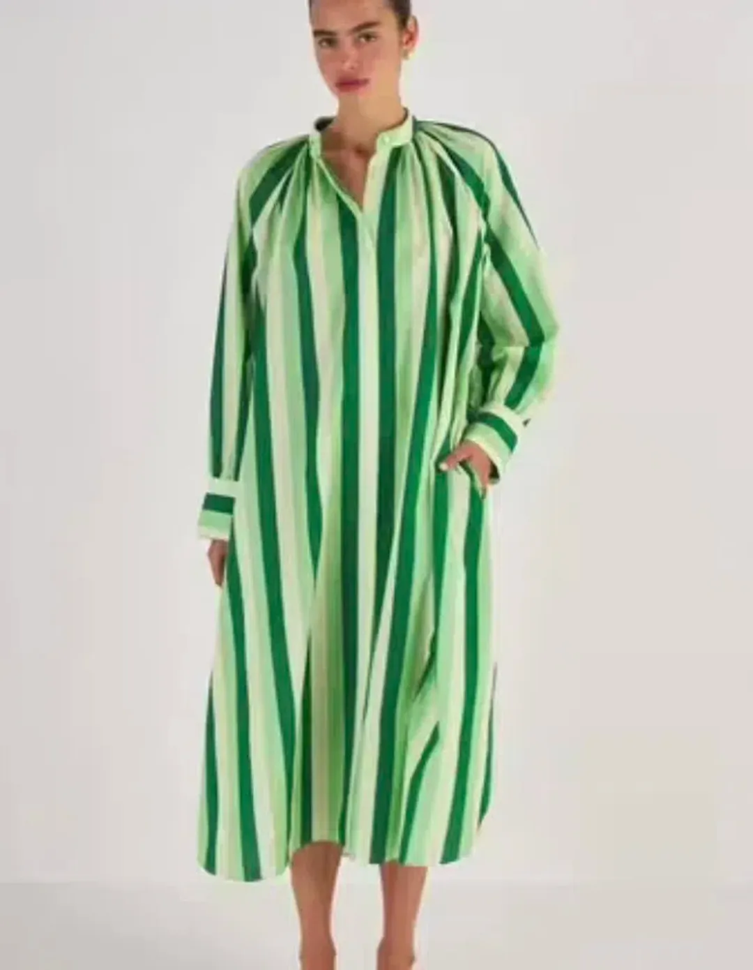 Oroton Multi Stripe Shirt Dress in Garden Size 12 fits 16 for rent on The Volte - main image