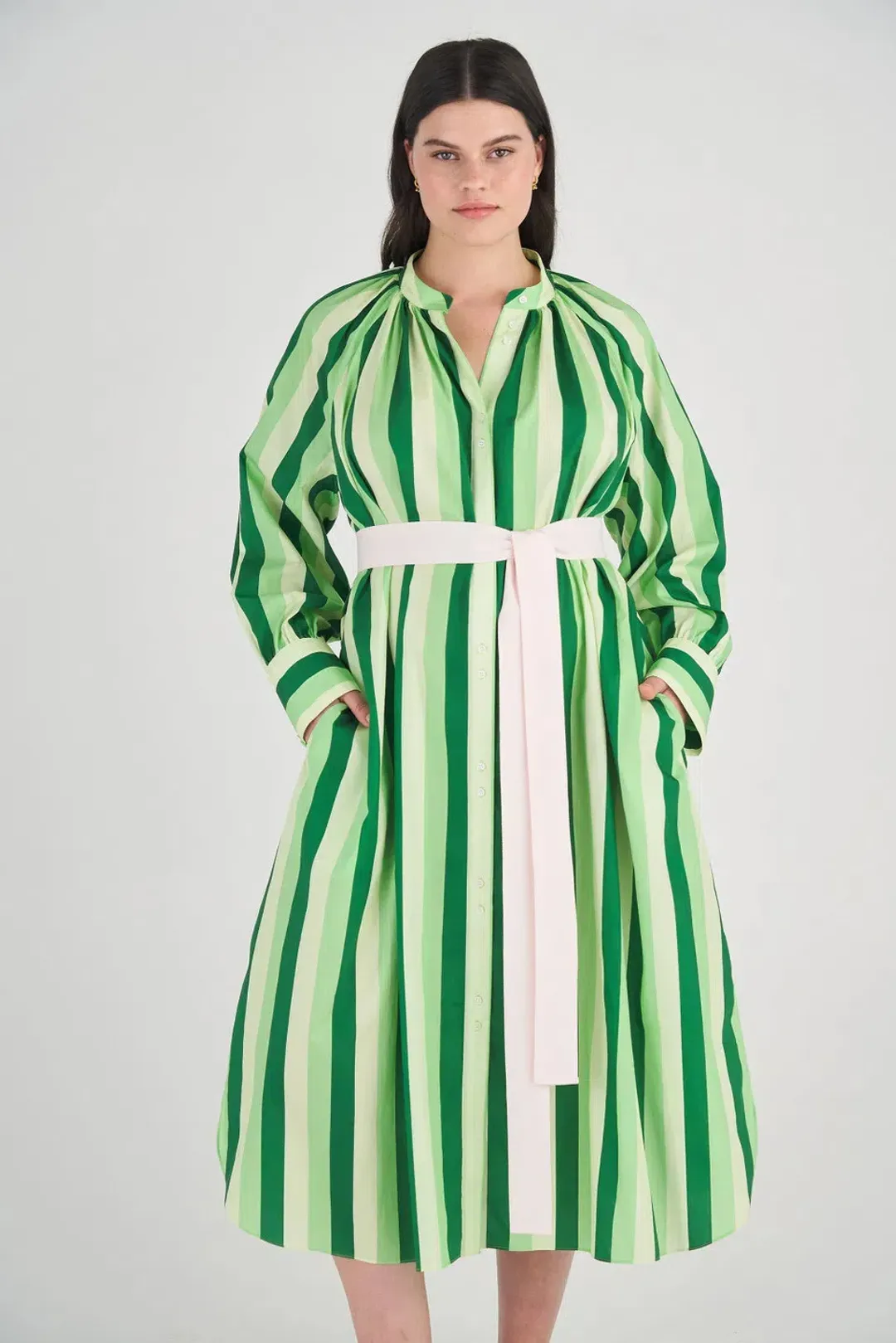 Oroton Multi Stripe Shirt Dress in Garden Size 12 fits 16 for rent on The Volte - main image