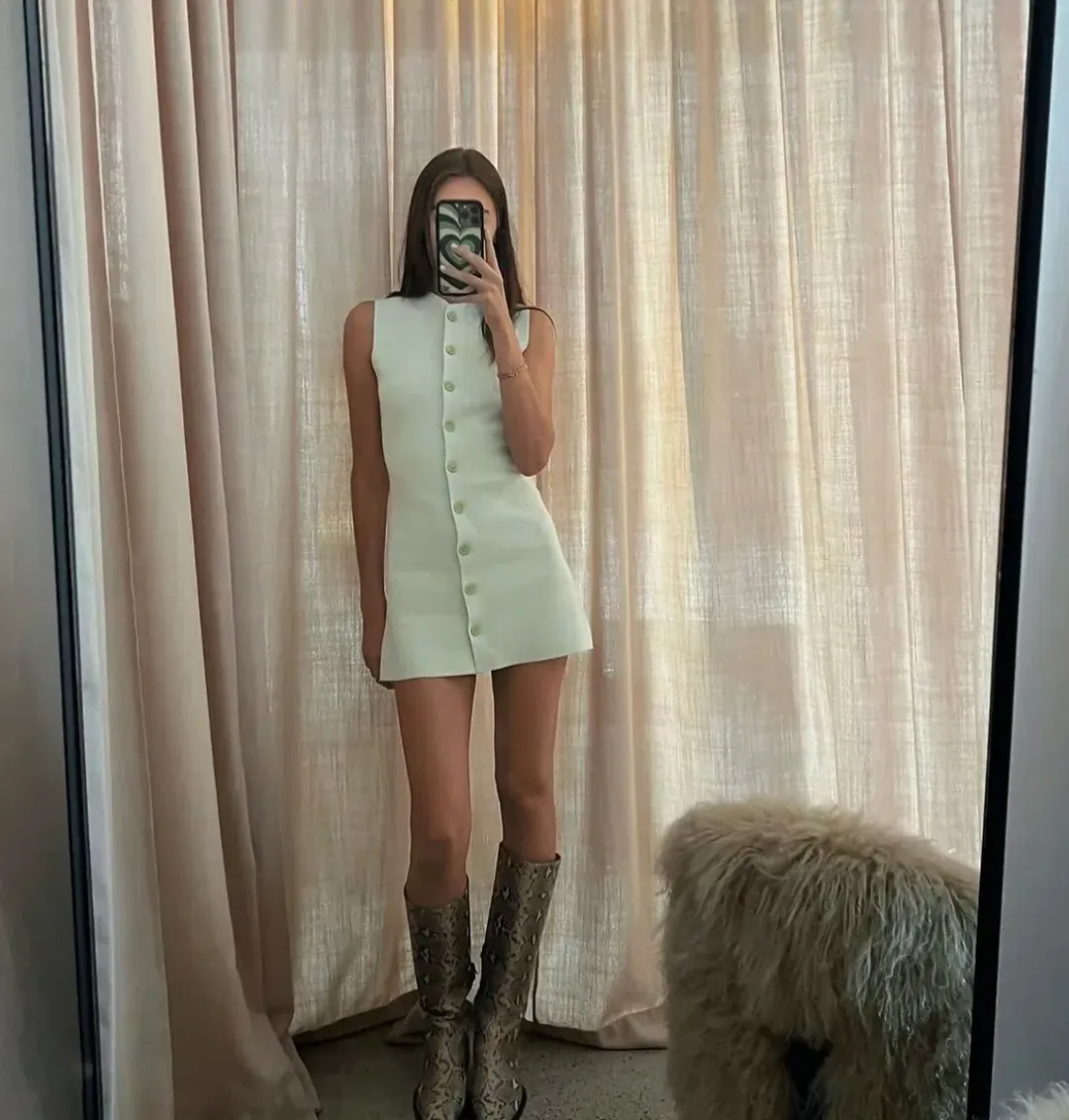 Bec & Bridge Ilora Knit Mini Dress Mint Size 6  for rent on The Volte - main image