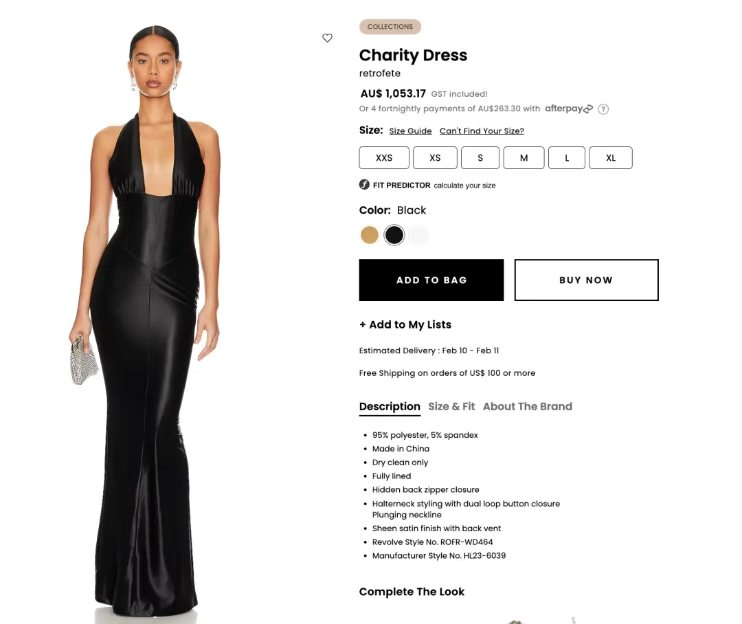 Retrofete Charity Black Dress for rent on The Volte - main image