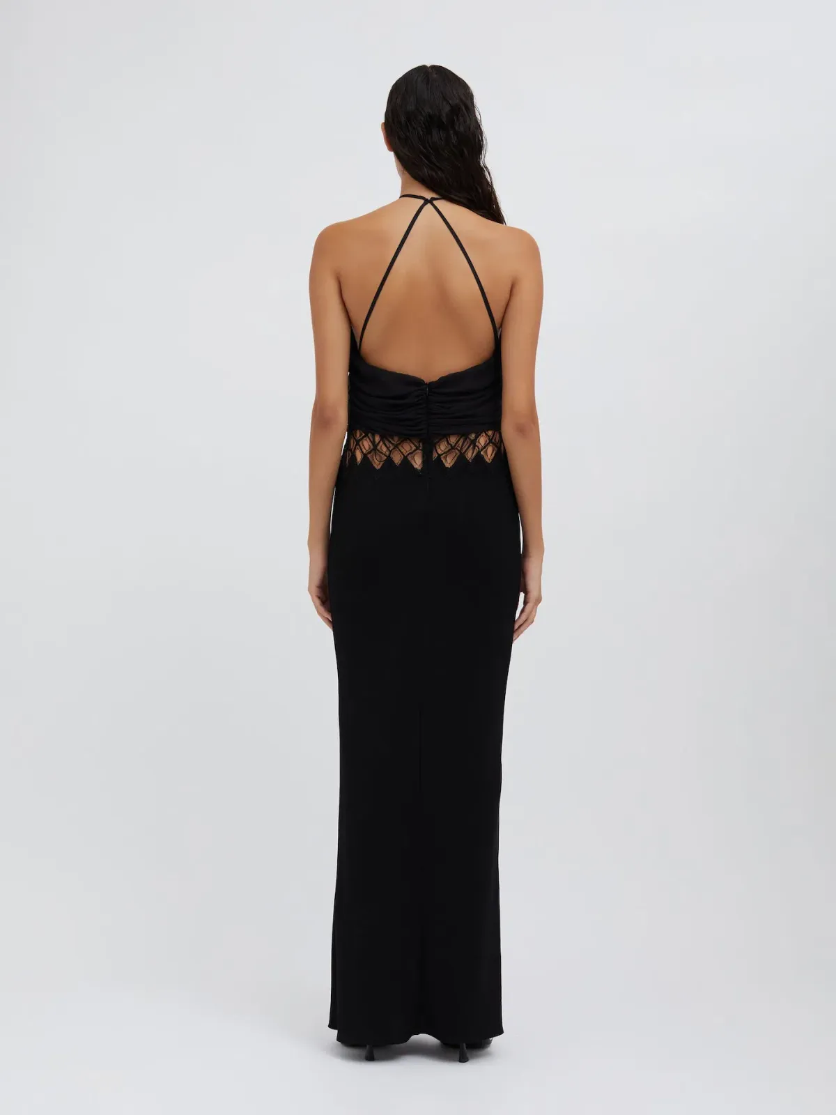 Christopher Esber Fluted Silk Column Dress Black Size AU 6 - Image 3