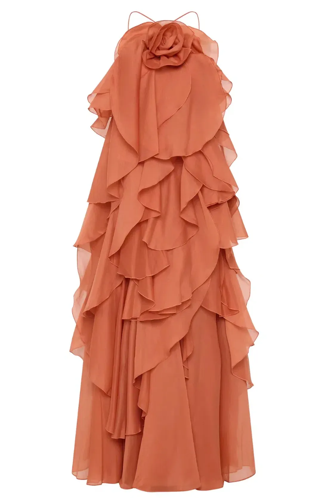 Aje Pandorea Layered Maxi Dress Coral Clay Size 14 for rent on The Volte - main image