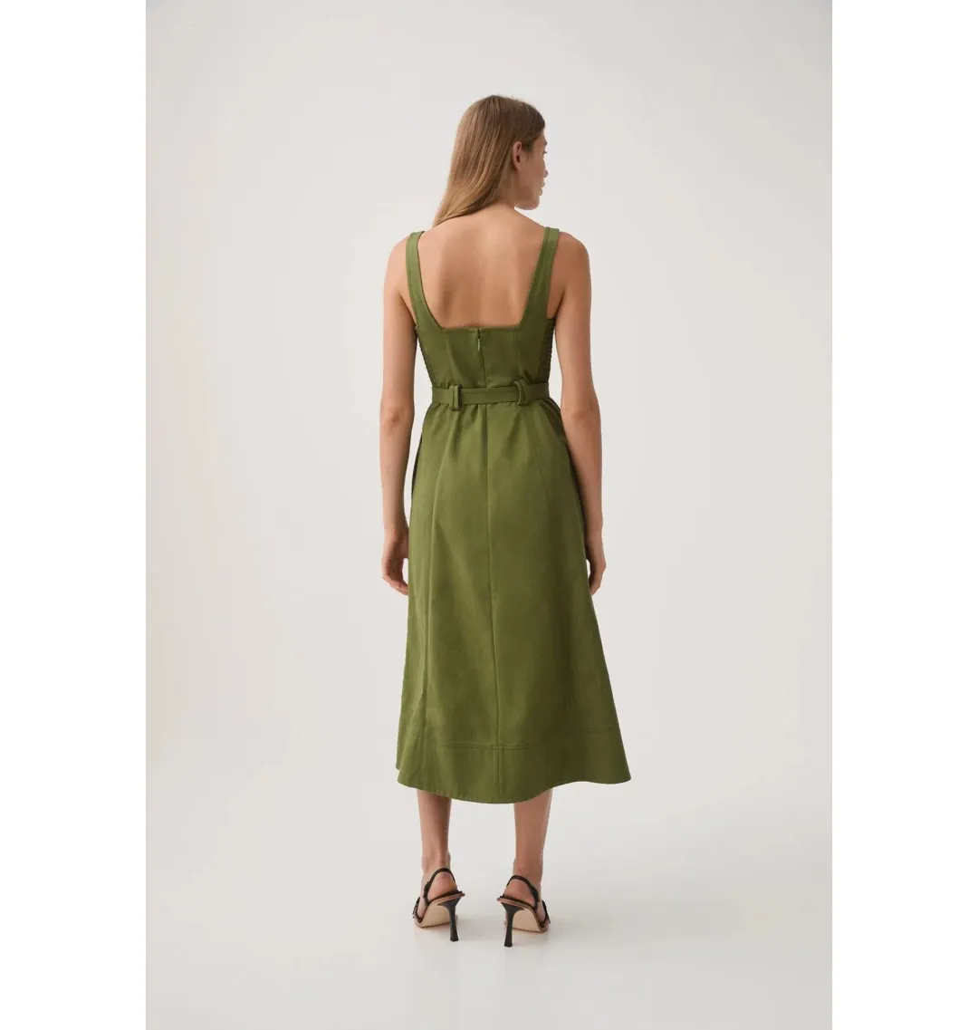 Aje Axle Utility Midi Dress in Palm Green Size AU 8 for rent on The Volte - main image