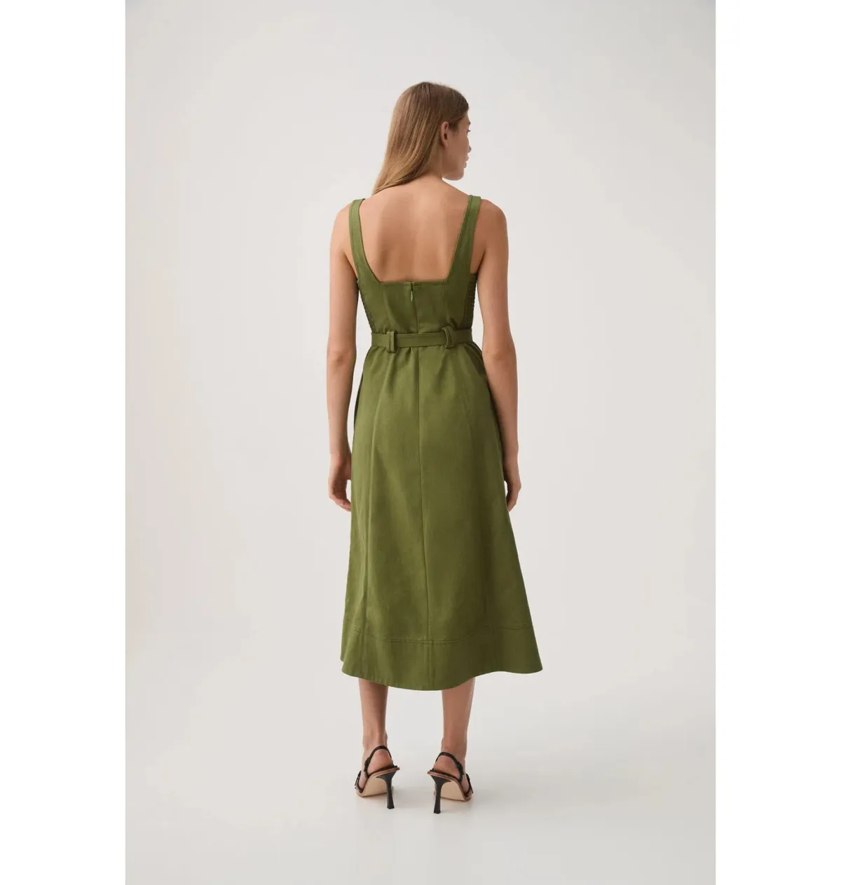Aje Axle Utility Midi Dress in Palm Green Size AU 8 - Image 4