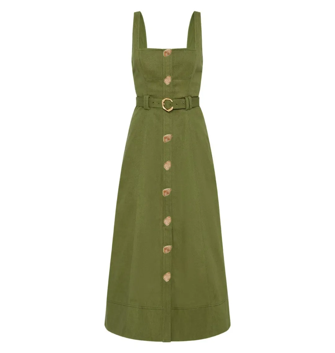 Aje Axle Utility Midi Dress in Palm Green Size AU 8 for rent on The Volte - main image