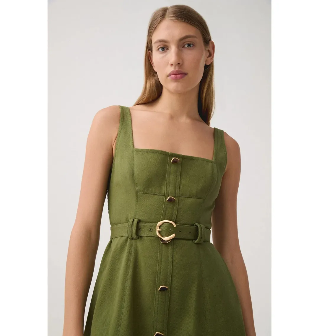 Aje Axle Utility Midi Dress in Palm Green Size AU 8 for rent on The Volte - main image