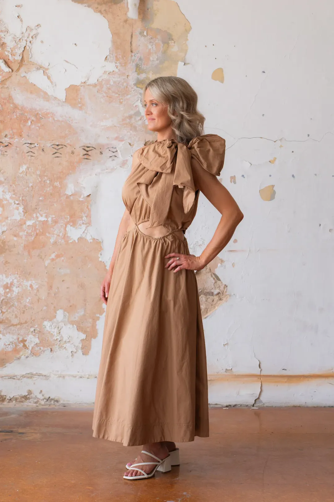 Aje Henriette Cutout Tie Strap Midi Dress Size AU 10  for rent on The Volte - main image