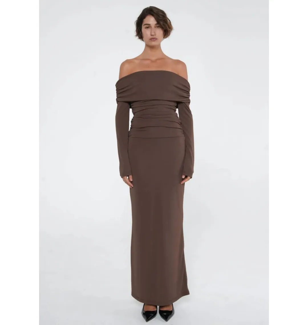 Benni Lorena Maxi Dress Ash Brown Size S / AU 8  for rent on The Volte - main image