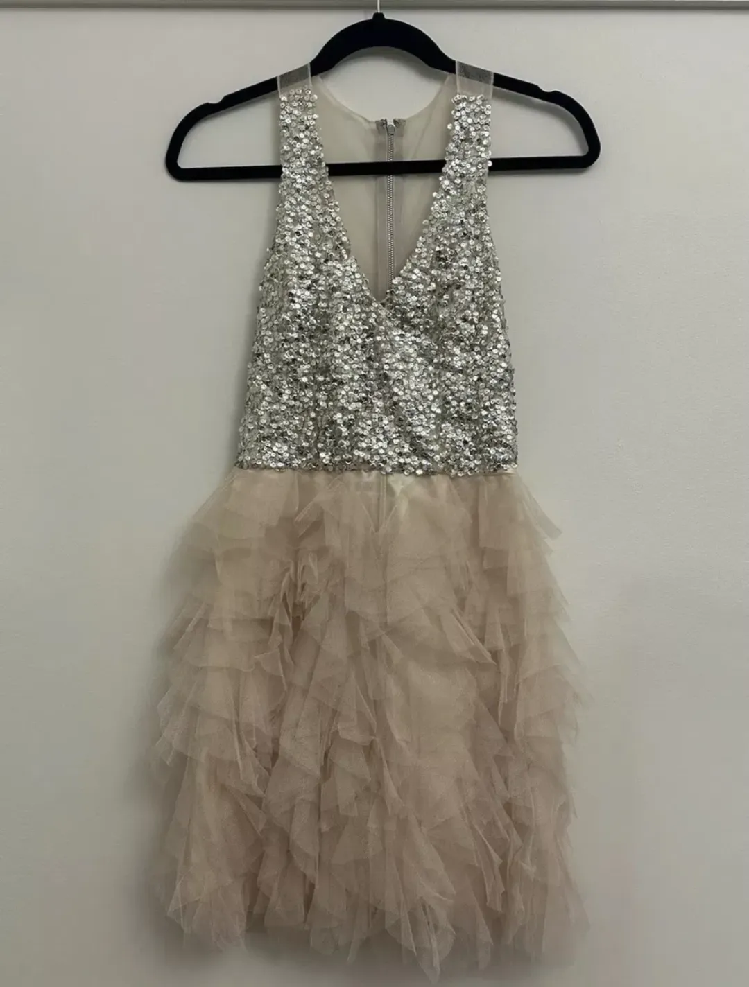 Eileen Kirby Lilly Mini Dress Nude and Silver Size AU 8  for rent on The Volte - main image