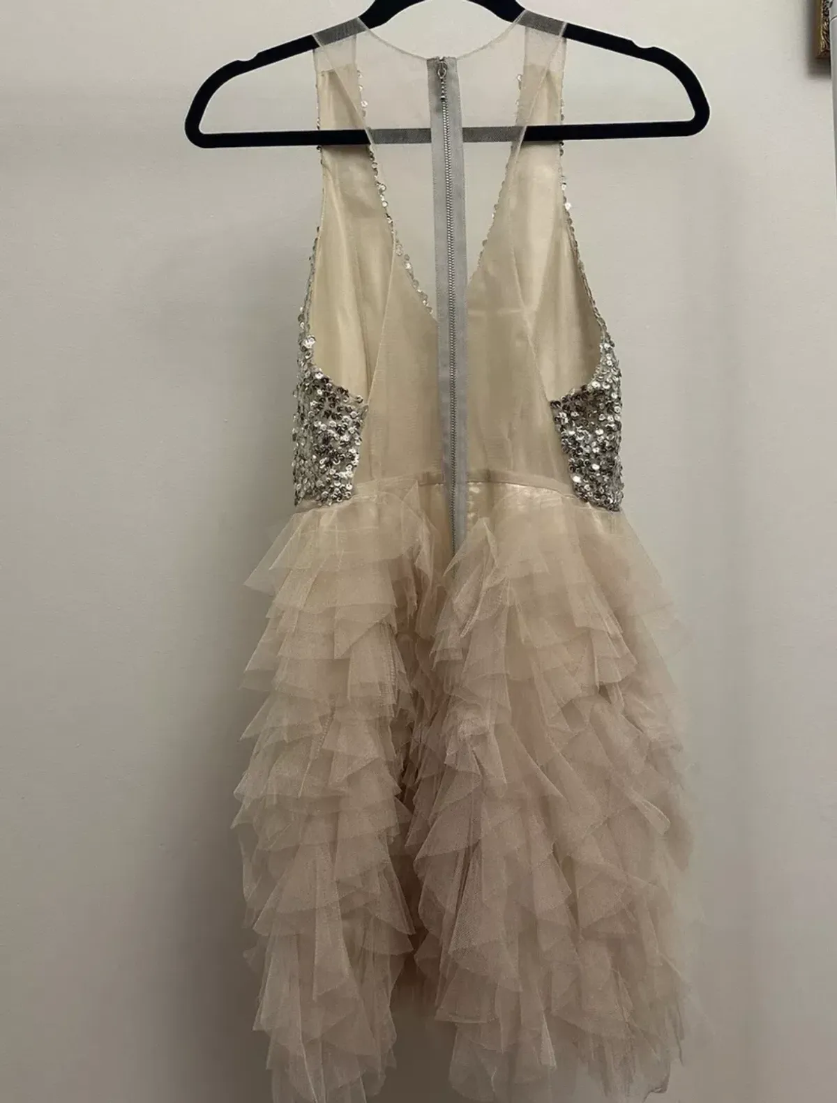 Eileen Kirby Lilly Mini Dress Nude and Silver Size AU 8  - Image 2