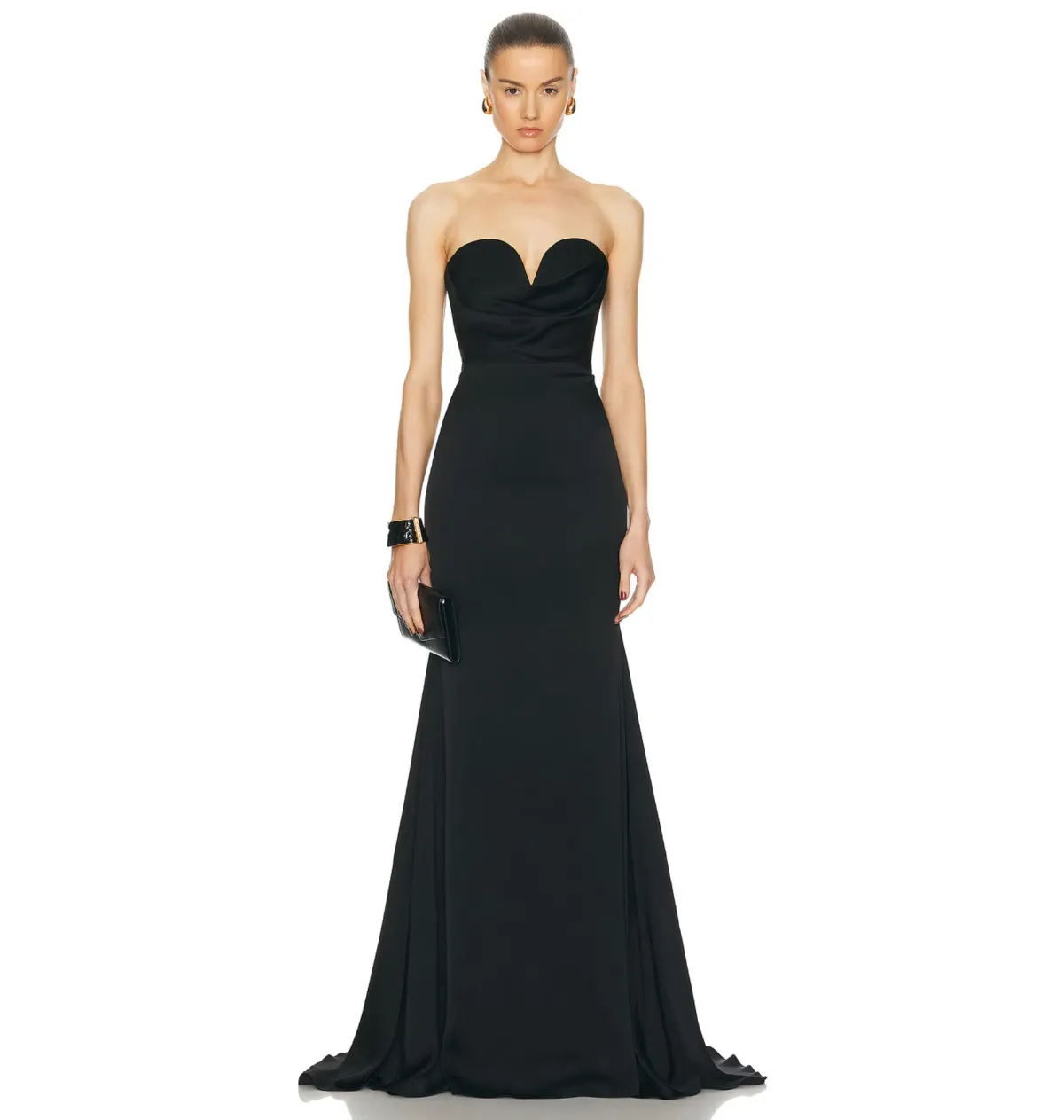 Alex Perry Strapless Sweetheart Drape Gown Black Size AU 8 - Image 1