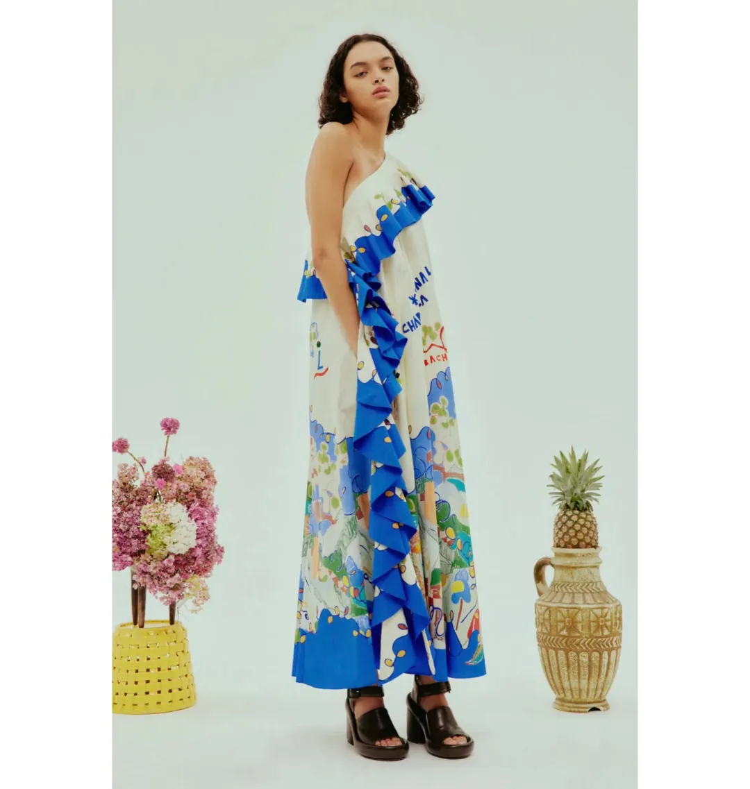 Alemais Nadia One Shoulder Ruffle Dress Multi Size AU 14 for rent on The Volte - main image