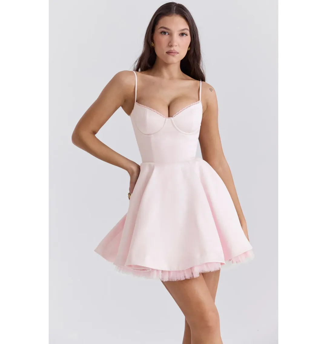 House Of CB Minimoiselle Tulle Mini Dress Ballerina Pink Size AU 6 for rent on The Volte - main image
