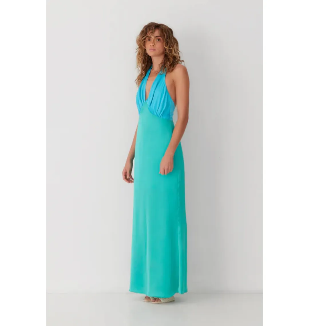 The Wolf Gang Oahu Slip Dress In Aquamarine Size AU 10 for rent on The Volte - main image