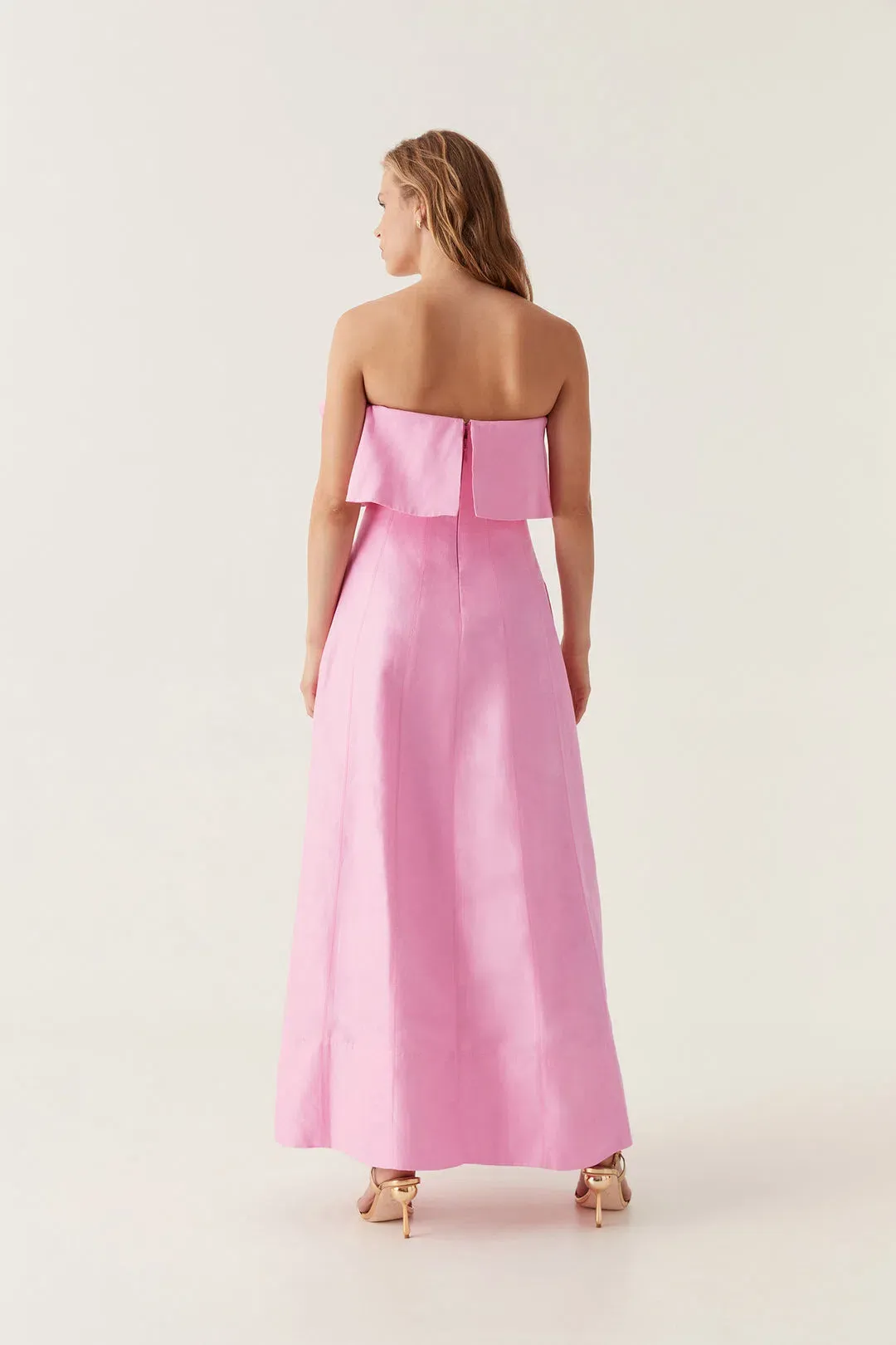 Aje Shallows Strapless Gown Pink Size 16 for rent on The Volte - main image