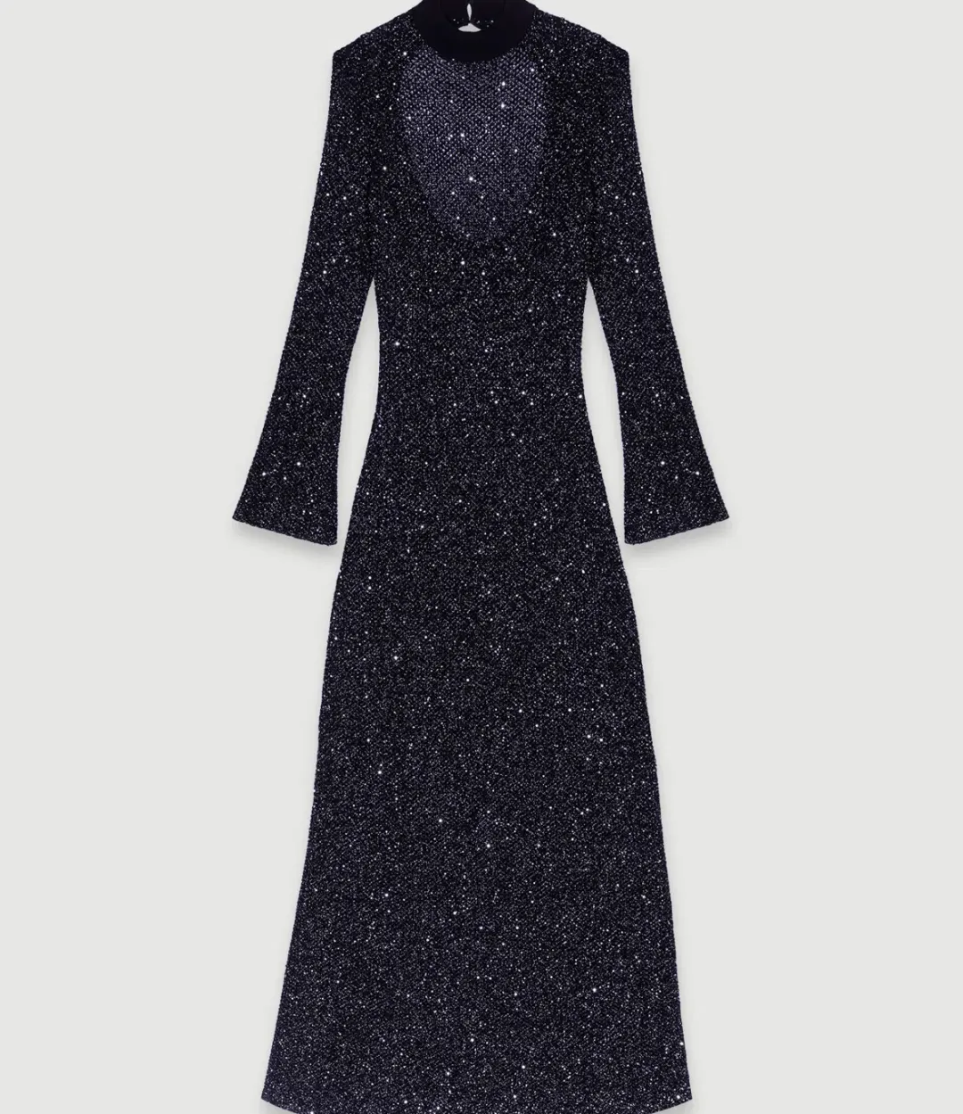  Maje Sequin Embellished Open Back Dress Black Size 8 for rent on The Volte - main image