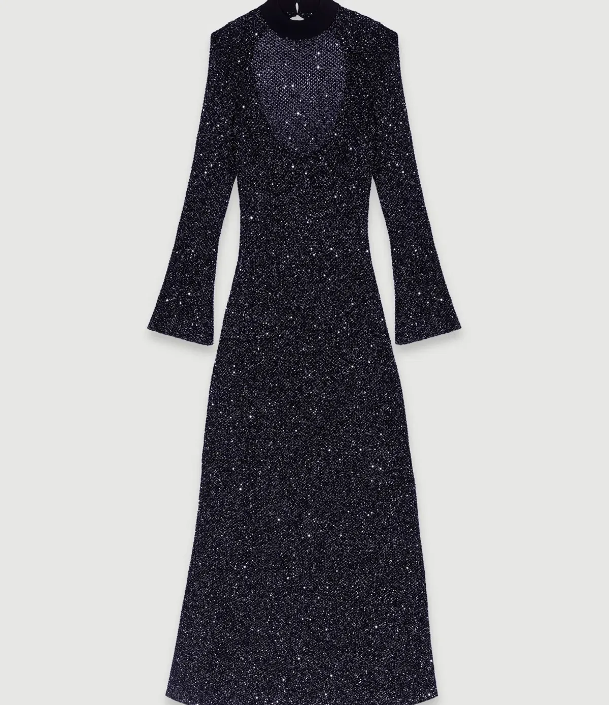  Maje Sequin Embellished Open Back Dress Black Size 8 - Image 4