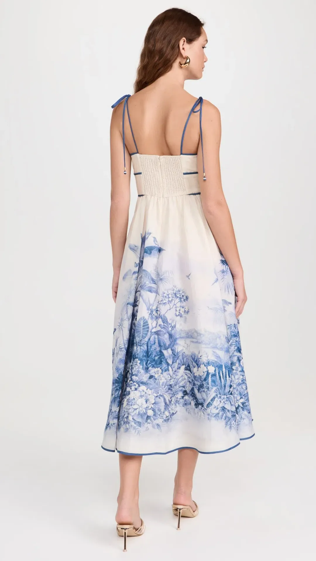 Zimmermann The Wylie Picnic Midi Dress in Blue Palm Size 0 / AU 8  for rent on The Volte - main image