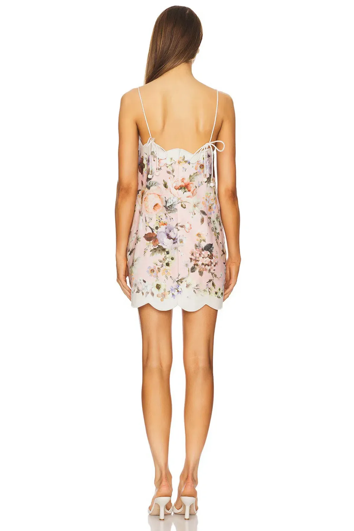 Zimmermann The Acacia Scallop Mini Dress in Pink Floral Size 0 / AU 8  - Image 2