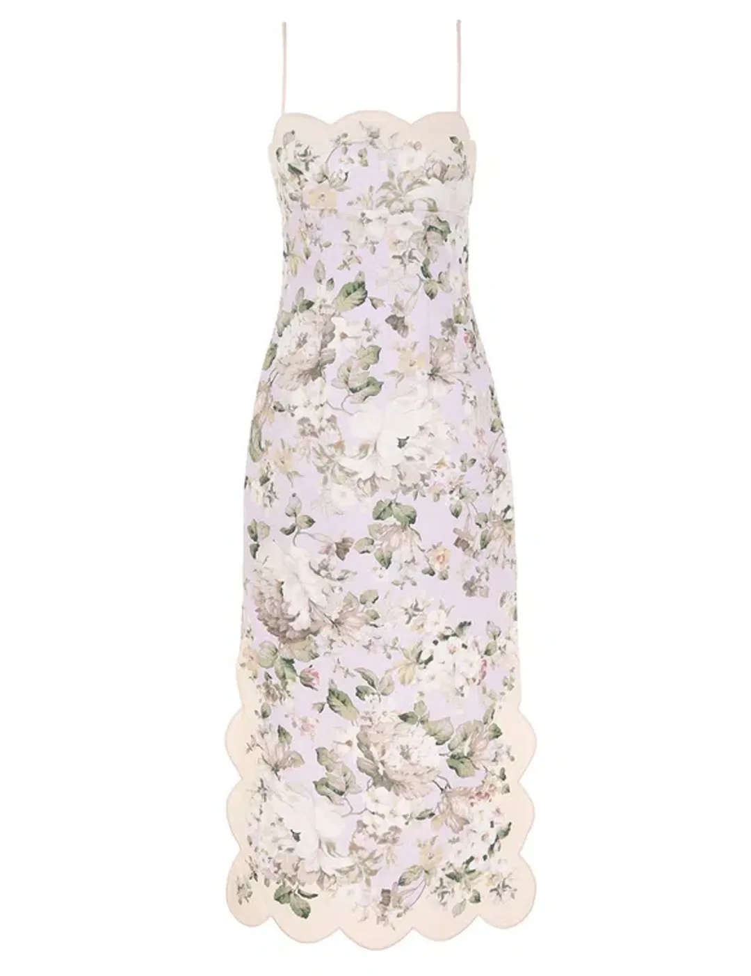 Zimmermann The Acacia Scallop Midi Dress in Lilac Floral Size 0/Au 8  for rent on The Volte - main image