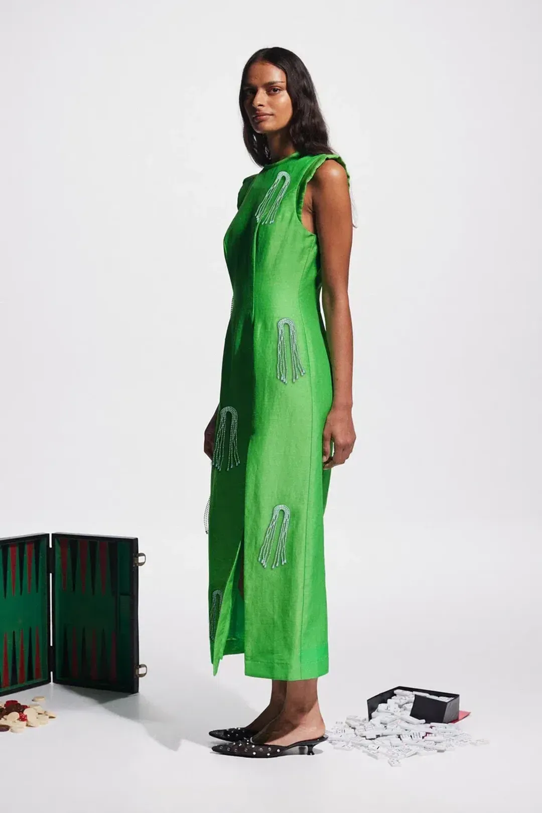 Alemais Dazzle Midi Dress Green Size AU 10 for rent on The Volte - main image