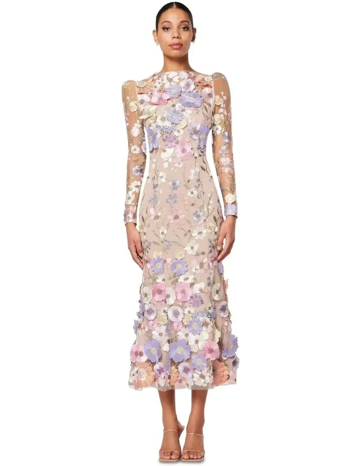 Elliatt Shannon 3D Floral Midi Dress In Purple Size AU 8 - Image 5