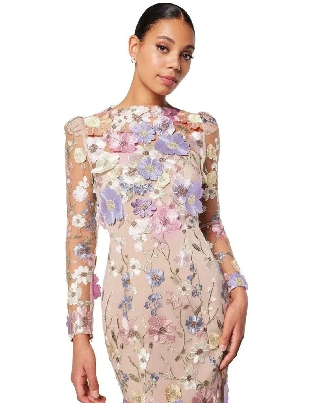Elliatt Shannon 3d Floral Midi Dress in Purple Size AU 10 for rent on The Volte - main image