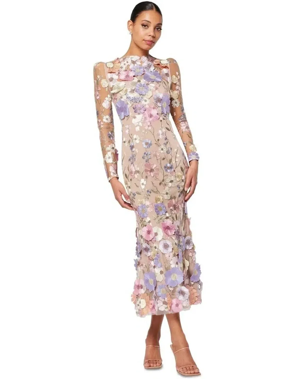 Elliatt Shannon 3d Floral Midi Dress in Purple Size AU 10 - Image 2