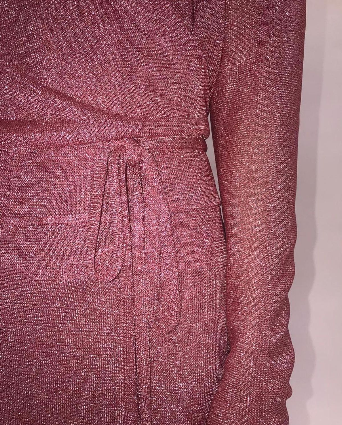 Kacey Devlin Formation Mini Wrap Dress Metallic Pink Size 10 - Image 6