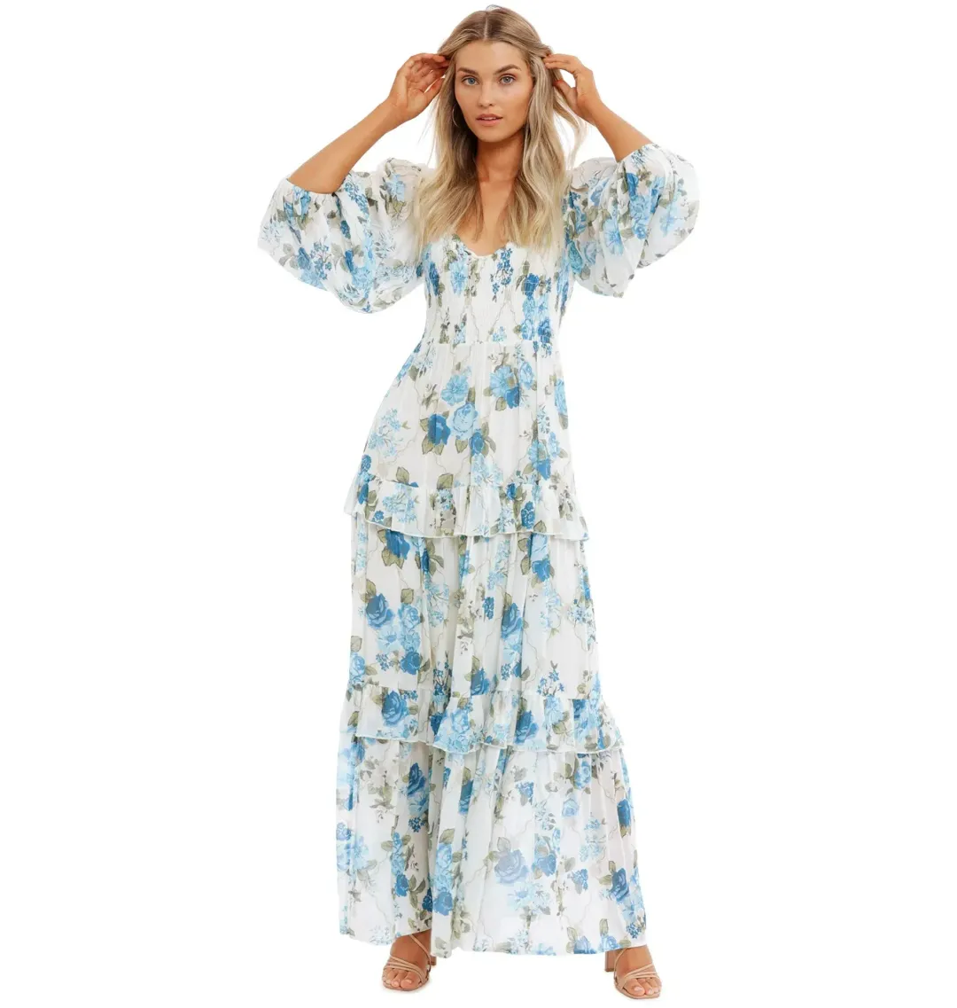 Spell Rose Garden Maxi Dress in Sapphire Size AU 6 for rent on The Volte - main image