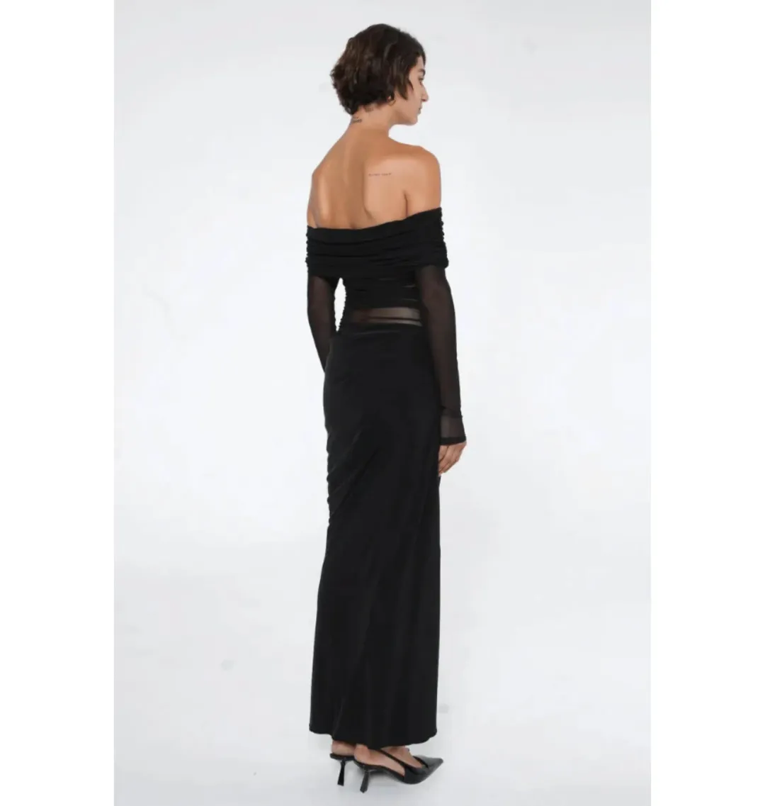 Benni Yasmin Off-Shoulder Maxi Dress Black Size AU 8 for rent on The Volte - main image