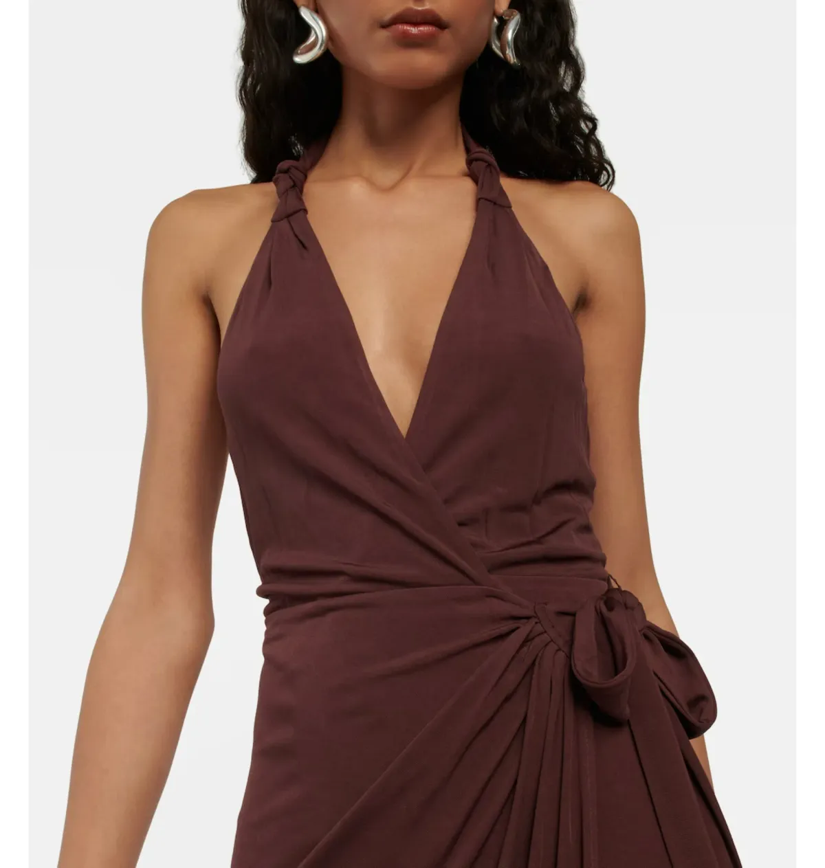 Staud Halterneck Dress Brown Size AU 6 - Image 3