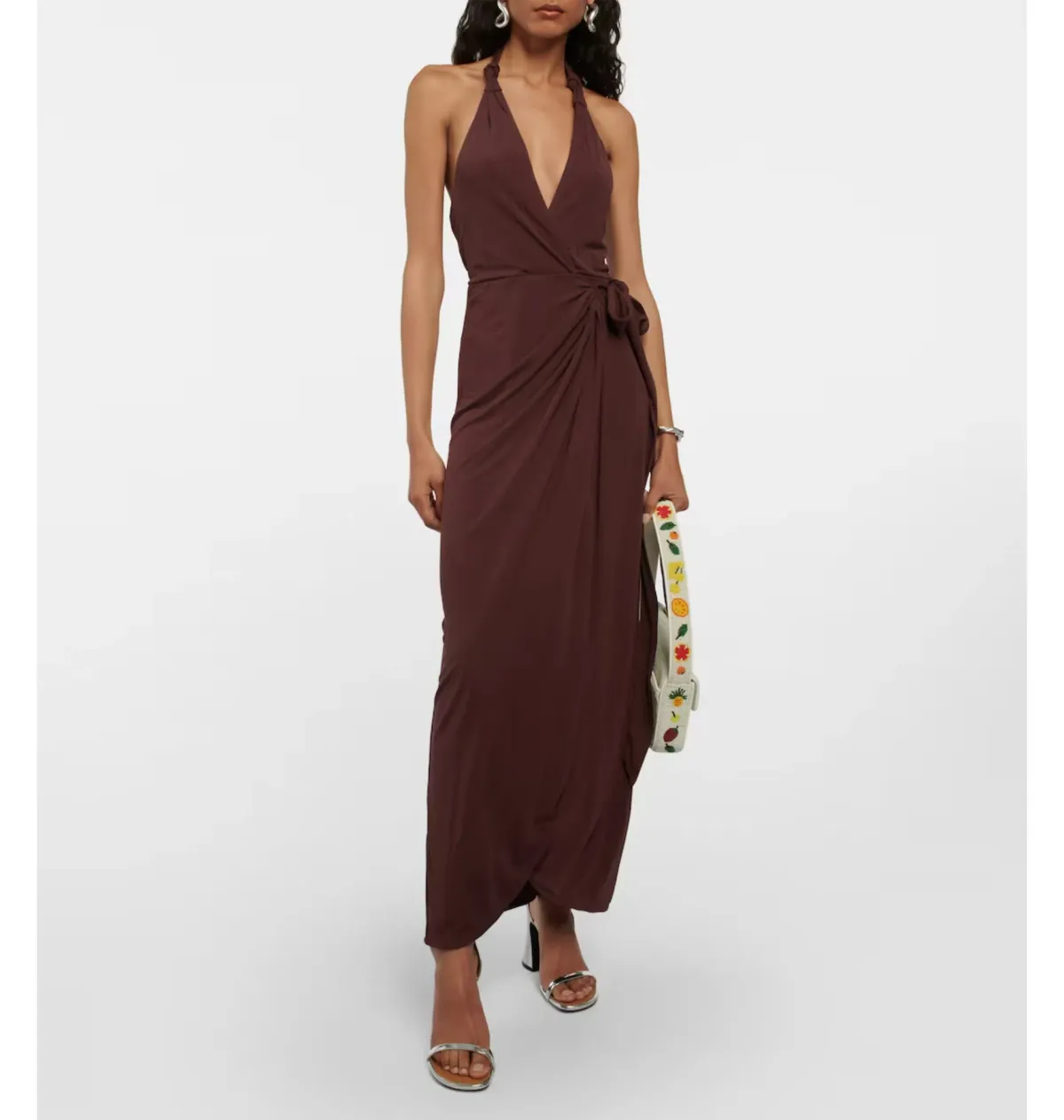 Staud Halterneck Dress Brown Size AU 6 - Image 1